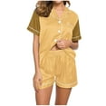 thumbnail image 1 of FAIWAD Womens Loungewear 2 Piece Outfits Short Sleeve Button Down Lapel Shirts Matching Shorts Summer Pajama Sets, 1 of 5