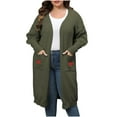 thumbnail image 1 of FAIWAD Womens Open Front Cardigan Sweaters Long Sleeve Heart Print Long Knit Outwear with Pockets, 1 of 4