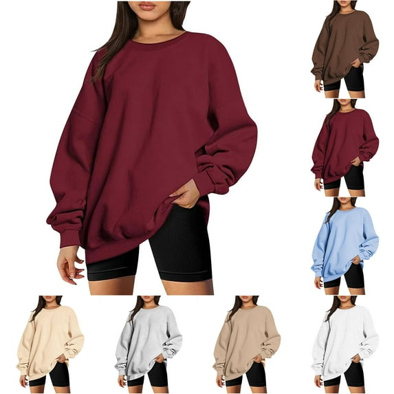 FAIWAD Womens Oversized Sweatshirts Crew Neck Pullover Casual Comfy Fall Winter Outfits Teen Girls Clothes