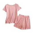 thumbnail image 1 of FAIWAD Womens Pajama Sets Short Sleeve Crew Neck Top with Shorts Soft Comfy Loungewear Sleepwear 2 Pieces, 1 of 7