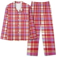thumbnail image 1 of FAIWAD Womens Plaid Pajama Sets Long Sleeve Lapel Shirt and Pajamas Pants 2 Piece Button Nightwear Set, 1 of 6