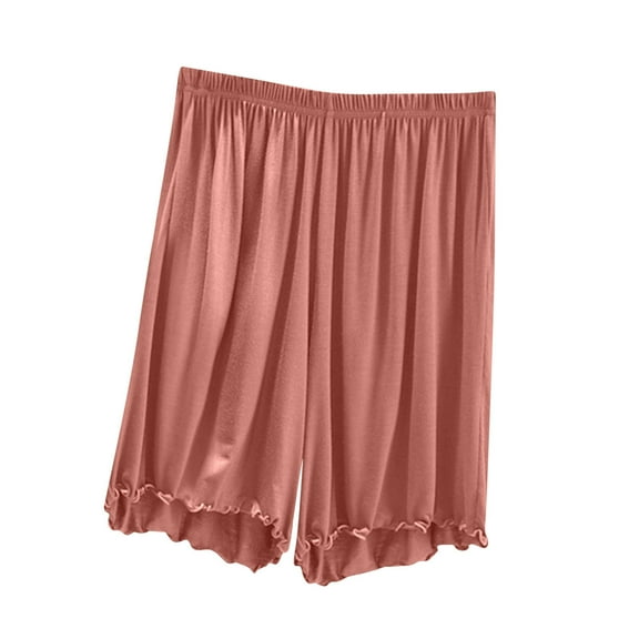 FAIWAD Womens Ruffle Shorts Casual Elastic Waist Loose Lightweight Shorts Knee Length Quick Dry Shorts