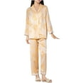 thumbnail image 1 of FAIWAD Womens Satin Pajamas Set Long Sleeve Lapel Button Shirt and Elastic Waist Pants Soft Sleepwear Sets, 1 of 4