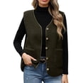 thumbnail image 1 of FAIWAD Womens Sherpa Vest Fleece Winter Warm Sleeveless Outerwear Lightweight Button Down Gilet Coats, 1 of 7