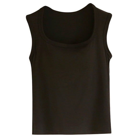 FAIWAD Womens Sleeveless Tank Top Square Neck Crop Top Solid Color Wide Strap Workout Padded Camisole Vest