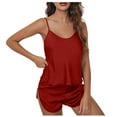thumbnail image 1 of FAIWAD Womens Solid Color Pajama 2 Piece Sets Loungewear Soft Strap Tops with Pants Set (Large, Red), 1 of 5