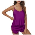 thumbnail image 1 of FAIWAD Womens Solid Color Pajama 2 Piece Sets Loungewear Soft Strap Tops with Pants Set (Small, Purple), 1 of 5
