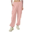 thumbnail image 1 of FAIWAD Womens Solid Color Sweatpants Elastic Waist Lounge Pants Straight Leg Jogger Trousers (XX-Large, Pink2), 1 of 7