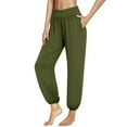 thumbnail image 1 of FAIWAD Womens Solid Color Yoga Pants Loose Straight Sweatpants with Pockets Comfy Joggers Trousers (3X-Large, Green), 1 of 5