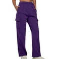thumbnail image 1 of FAIWAD Womens Stretch Cargo Pants High Waist Casual Workout Wide Leg Trousers with Pockets (X-Large, Purple), 1 of 7