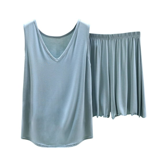 FAIWAD Womens Summer 2 Piece Outfits Soft Comfy Sleeveless Tank Tops and Shorts Lightweight Loungewear Matching Set