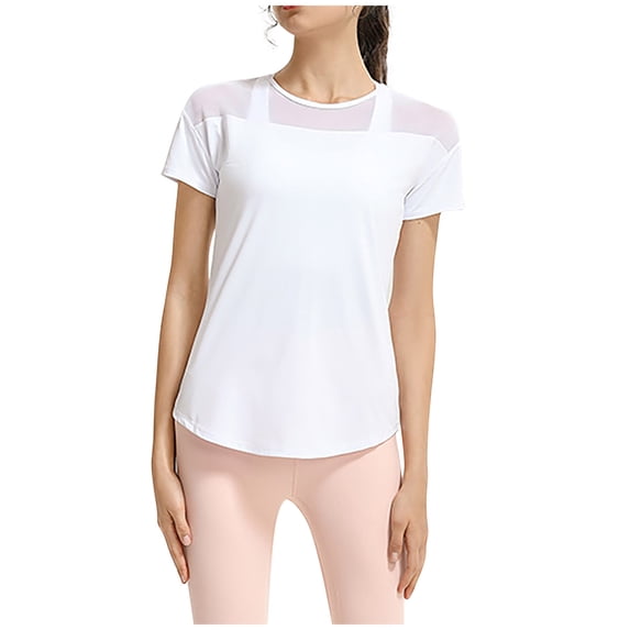 FAIWAD Womens Summer Athletic Tops Round Neck Short Sleeve Backless Tees Casual Comfy Lightweight Tshirts