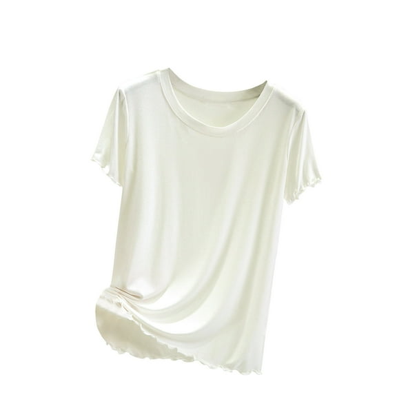 FAIWAD Womens Summer Basic T-Shirts Casual Short Sleeve Tops Solid Color Loose Bottom Comfy Tops