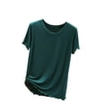 thumbnail image 1 of FAIWAD Womens Summer Basic T-Shirts Casual Short Sleeve Tops Solid Color Loose Bottom Comfy Tops, 1 of 4