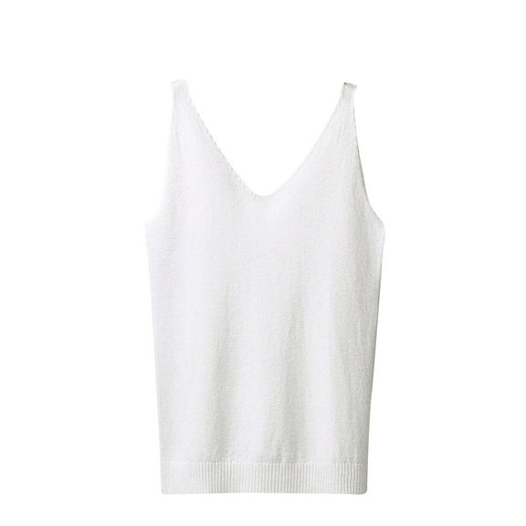 FAIWAD Womens Summer Knit Tank Top Sleeveless V Neck Spaghetti Strap Tops Slim Stretch Pullover Tops