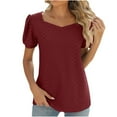 thumbnail image 1 of FAIWAD Womens Summer Square Neck Tops Trendy Puff Short Sleeve T Shirts Dressy Casual Tunic Tees, 1 of 5