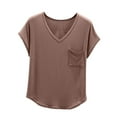 thumbnail image 1 of FAIWAD Womens Summer V Neck Tops Short Sleeve Solid Color Tshirt Casual Loose Workout Comfy Tee Blouse, 1 of 8