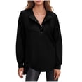 thumbnail image 1 of FAIWAD Womens Sweatshirt Snap Button Up Long Sleeve Irregular Hem Pullover Casual Fall Winter Outfits, 1 of 9