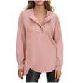 thumbnail image 1 of FAIWAD Womens Sweatshirt Snap Button Up Long Sleeve Irregular Hem Pullover Casual Fall Winter Outfits, 1 of 9