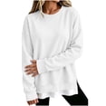thumbnail image 1 of FAIWAD Crew Neck Sweatshirts Women Long Sleeve Side Slits Pullover Tops Loose Layered Sweatshirts, 1 of 7