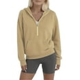 thumbnail image 1 of FAIWAD Womens Sweatshirts Half Zip Fleece Cropped Hoodies Fall Winter Casual Hooded Pocket Tops, 1 of 8