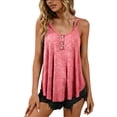 thumbnail image 1 of FAIWAD Womens Tank Tops Solid Color Crew Neck Double Straps Camisole Casual Button Down Pleated Sleeveless Top, 1 of 7