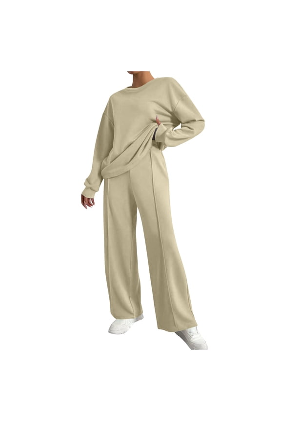 Womens Tracksuit Sets Long Sleeve Sweatshirt with Wide Leg Sweatpants 2 Piece Casual Workout Sweatshirts