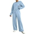 thumbnail image 1 of FAIWAD Womens Tracksuit Sets Long Sleeve Sweatshirt with Wide Leg Sweatpants 2 Piece Casual Workout Sweatshirts, 1 of 9