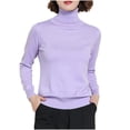 thumbnail image 1 of FAIWAD Womens Turtleneck Sweater Soft Knit Long Sleeve Casual Slim Fitted Pullover Tops Basic Layer Tops, 1 of 2