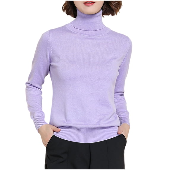 FAIWAD Womens Turtleneck Sweater Soft Knit Long Sleeve Casual Slim Fitted Pullover Tops Basic Layer Tops