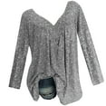 thumbnail image 1 of FAIWAD Womens V Neck Long Sleeve Tops Print Elegant Pleated Lightweight Pullover Blouse (5X-Large, Gray2), 1 of 7