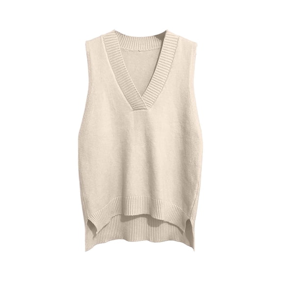 FAIWAD Womens V Neck Sweaters Vest Sleeveless Solid Color Pullover Fall Casual Knitted Tank Tops