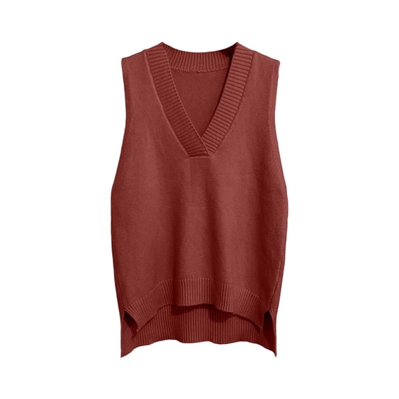 FAIWAD Womens V Neck Sweaters Vest Sleeveless Solid Color Pullover Fall Casual Knitted Tank Tops