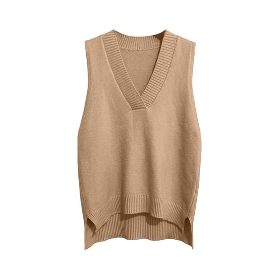 FAIWAD Womens V Neck Sweaters Vest Sleeveless Solid Color Pullover Fall Casual Knitted Tank Tops