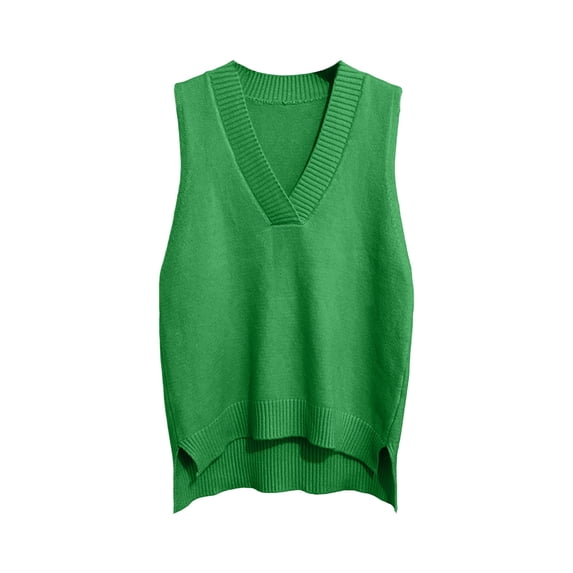 FAIWAD Womens V Neck Sweaters Vest Sleeveless Solid Color Pullover Fall Casual Knitted Tank Tops