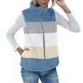 thumbnail image 1 of FAIWAD Womens Vests Sleeveless Fleece Jacket Color Block Zip Outerwear Fall Winter Plus Size Coat, 1 of 7