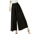 thumbnail image 1 of FAIWAD Womens Wide Leg Pants Elastic Waist Pleated Plus Size Trousers Solid Color Lightweight Pant Skirts (Medium, Black), 1 of 6