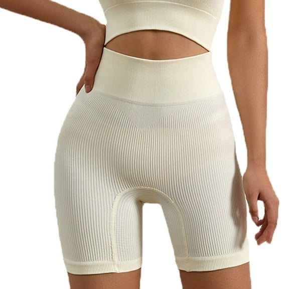 FAIWAD Womens Workout Shorts Seamless Ribbed Gym Athletic Shorts Slim Stretch Breathable Yoga Shorts