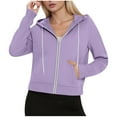 thumbnail image 1 of FAIWAD Womens Zip Up Hoodies Long Sleeve Drawstring Hooded Cropped Sweatshirt with Pockets Casual Comfy Workout Clothes, 1 of 9