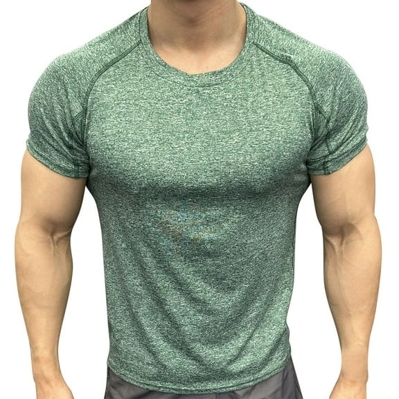 FAIWAD Workout Shirts for Men Crew Neck Short Sleeve Quick-Dry Athletic Gym Tshirt Comfy Breathable Slim Muscle Tee