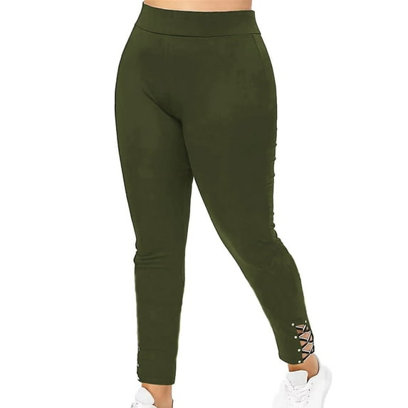 FAIWAD Yoga Pants for Women Color Solid Slim Fit Stretch Trousers Butt Liftting Seamless Leggings (Medium, Army Green)