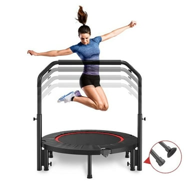 FAIZHI 40" Foldable Mini Trampoline, Exercise Rebounder Mini Trampoline for Adults, Fitness Indoor Trampoline with Adjustable Handle Max Load 330lbs