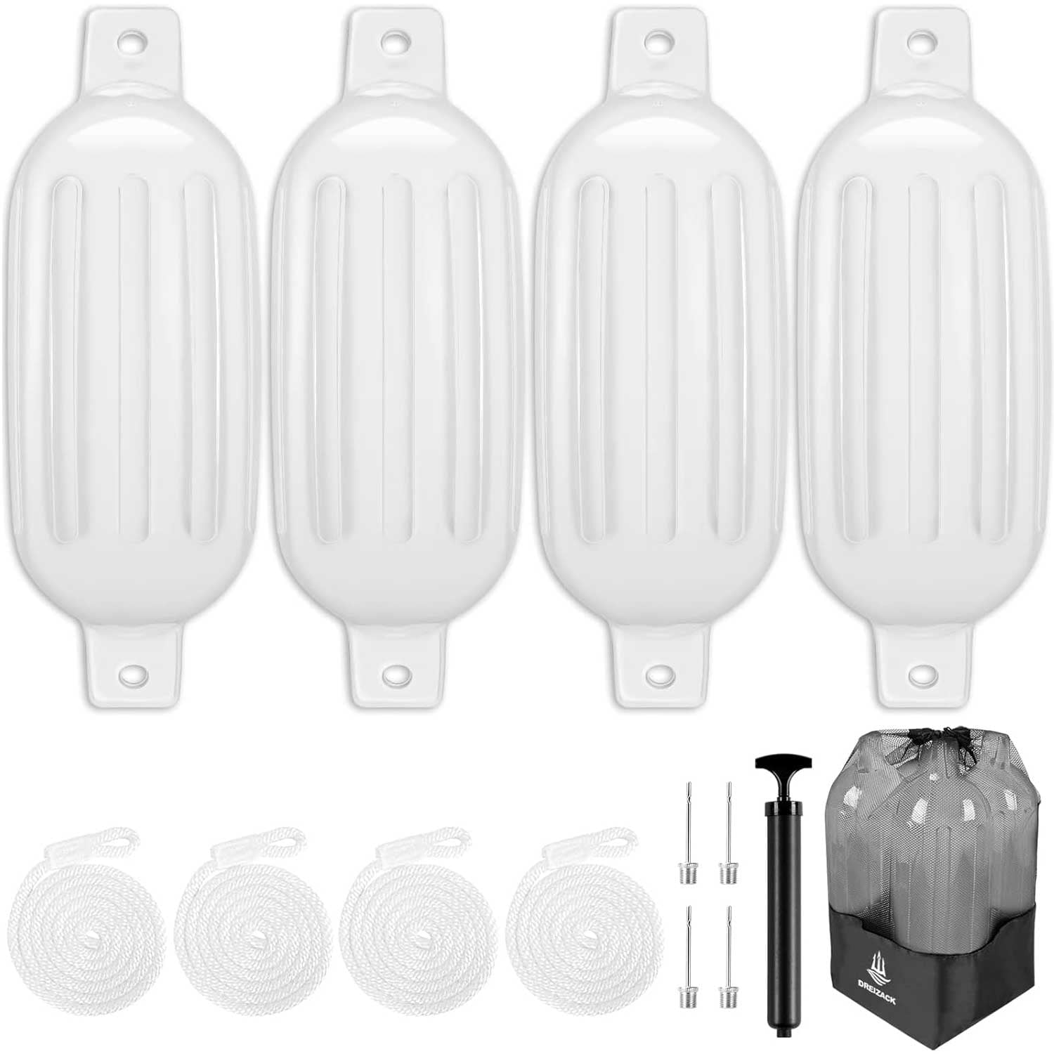 2 Défenses De Bateau MotorMinds – PVC Gonflable 11,4 X 40,6 Cm, Ribbed, Pour Yacht Voilier Bateau Pêche