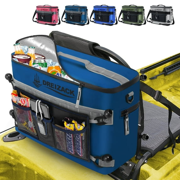FAIZHI Kayak Cooler Behind Seat - Waterproof Kayak Seat Back Cooler for Kayaks, Paddle Board Cooler Compatible with Lawn Chair Seat Kayak, Accessories Bag Kayak Tow Behind for Camping Fishing, Blue