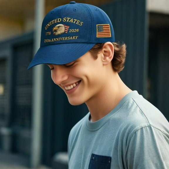 FAJHHA 250th Anniversary Hat United States Retro Style, Adjustable Distressed Baseball Cap, Holiday Gift for Men Women, Perfect for Christmas and 4th of July | Deep Blue