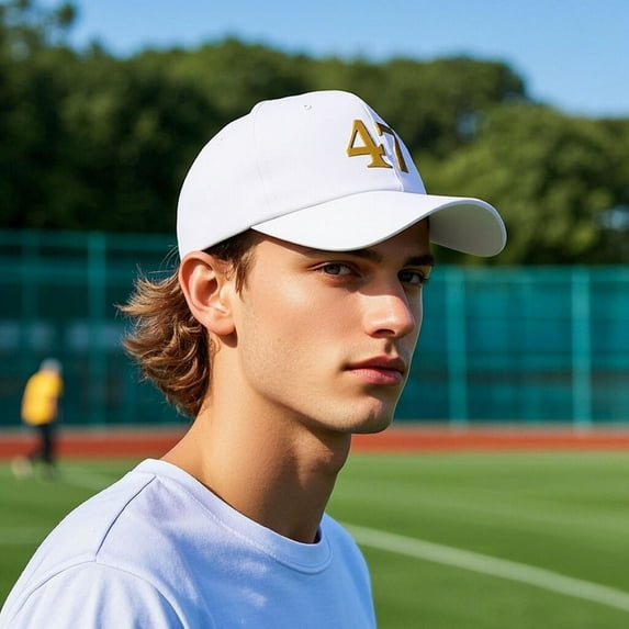 FAJHHA America 250th Anniversary Baseball Cap Featuring 47, Patriotic Heritage Hat for Men and Women, Casual Streetwear Adjustable Cap for Daily Outfits and Weekend Wear | White