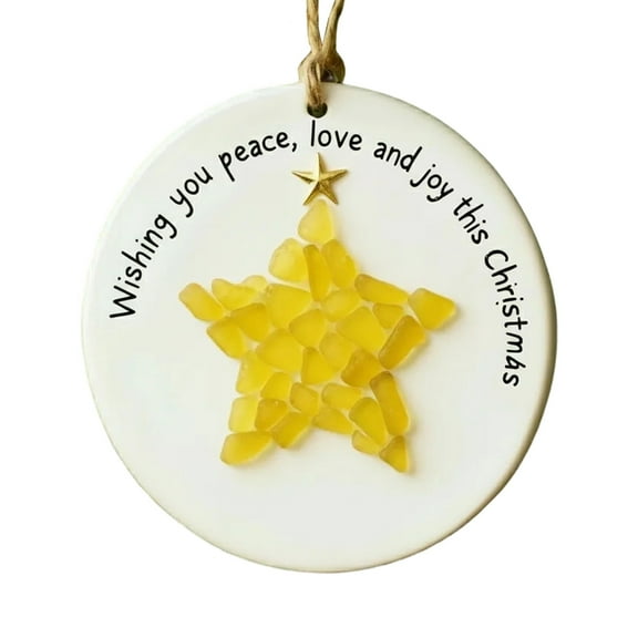 FAJHHA Sea Glass Friendship Decor, Christmas Tree Hanging Ornament Sea Glass for Best Friends, Hanging Holiday Decoration for Home