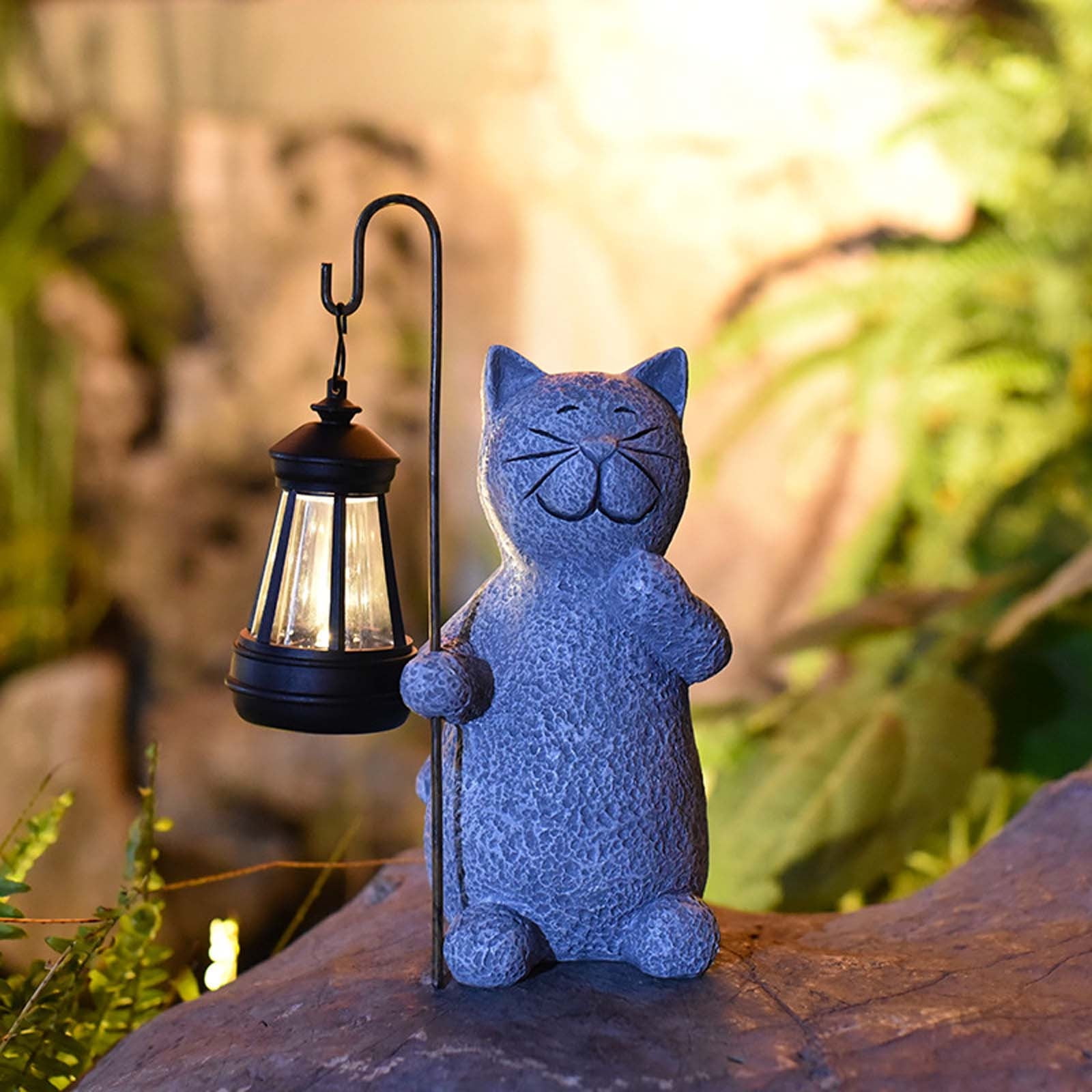 FAJHHA Solar Garden Lights,Resin Cats Figurine Light,Outdoor Home
