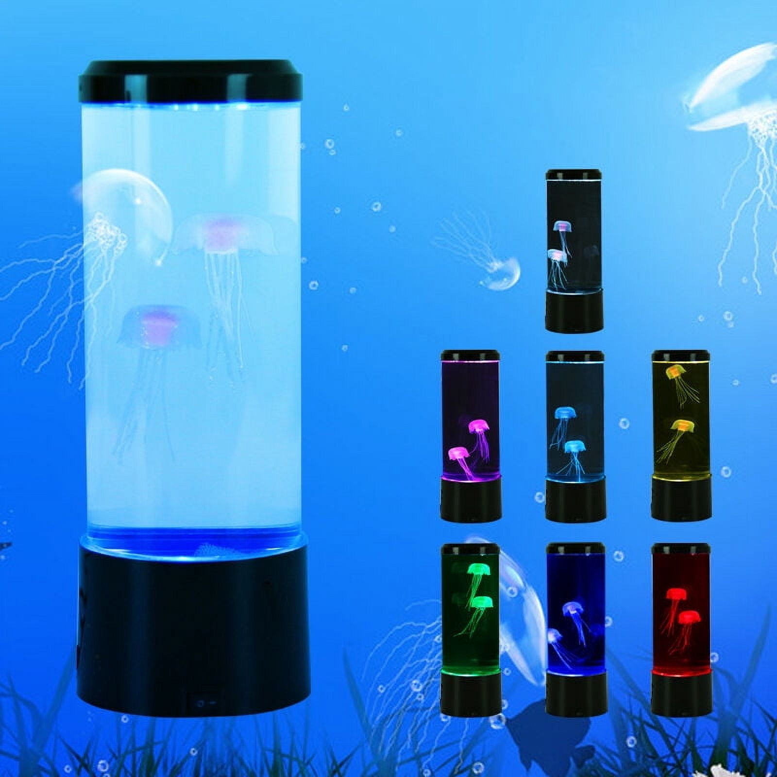 FAJIAN 9 inch LED Jellyfish Lamp with Remote Control, 7 Color Changing 3 Mode Jellyfish Light, Fantasy LED Jellyfish Lava Lamp, Fake Jellyfish Aquarium Night Light for Kids