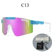 FAJIAN Sports Sunglasses, Polarised Sunglasses, Windproof Dustproof Glasses for Outdoor Use, UV400 Mirrored Lens Cycling Sunglasses for Women and Men, C13